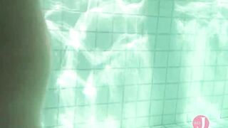 Ravishing, Asian brunette in a swimsuit likes to touch herself while no one is watching