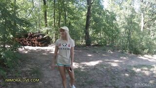 Father & Son Tag Team Beauty Lost in Woods! Marilyn Sugar Epic Squirting and Creampie - Part 1 of 2