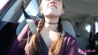 Excited Girlfriend Creampied in Car in advance of Public Coffee Shop