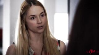 Nasty golden-haired got undressed and spread her legs wide open to get her twat thoroughly licked