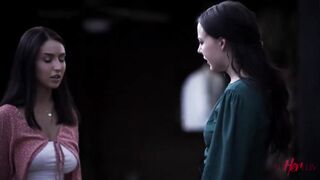 Stunning beauties are making love in the living room and moaning from fun whilst cumming