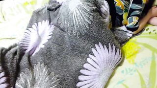 Overweight babe in a floral dress's sleeping while her step- brother is touching her