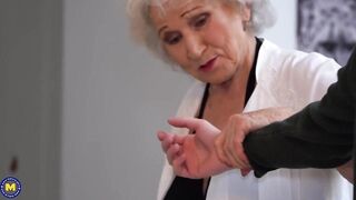 Horny granny likes to meet up with her younger lover and have sex all day long