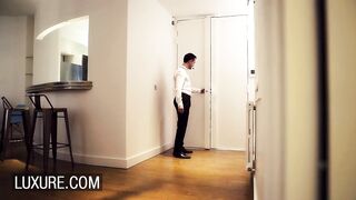 Luxure DP of skinny lingerie model