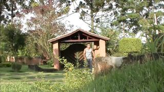 two handsome guys are fucking Paula Galvao at the same time, after getting blowjobs from her