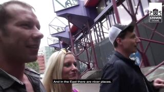 HARD OUTDOOR THREE-SOME with Immodest Tina: two GUYS Share a MILFs SNATCH! StevenShameDating