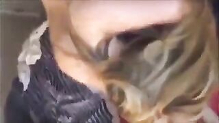 Wife smiles at hubby cumming watching her take a black ramrod