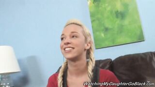 Jada Stevens is sucking and riding a big, black rod in front of her partner