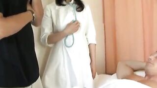 Asian nurse, Fujiko Sakura is having sex with a patient and moaning, 'coz it feels precious