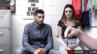 Instead of gonna jail, lewd shoplifter, Kinsley Kane decided to have sex with a security man