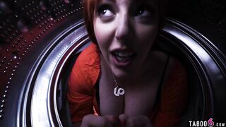 Stepsister and stepson find mamma being stuck in the dryer