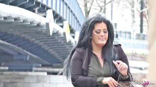 Tattooed, German mature with big tits is wearing erotic, red lingerie while cheating on her partner