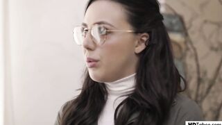 Nerdy brunette, Whitney Wright is about to get down on her knees and suck a massive ramrod