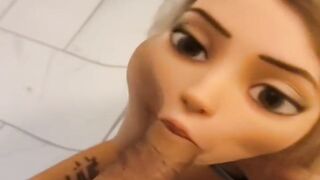 REAL life Teen Elsa from Frozen Makes a Pixar Porno with BBC in a Public Bathroom with Jizz flow