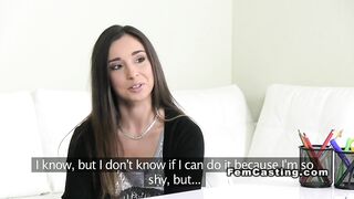 Lesbian babes casting with thong on