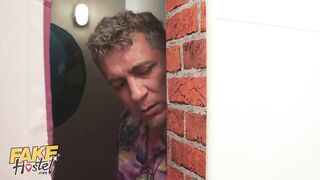 Fake Hostel Big Busty Pale Backpacker Squirted on by Hawt Fit Lalin Angel Friend before threesome Joy