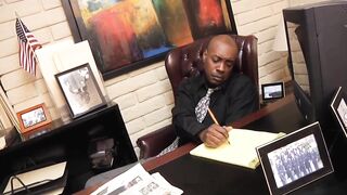 Police lady with golden-haired hair and big bazookas, Shyla is having ace screw with a black stud