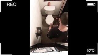 Schoolgirl angel caught in while she screwed in public bathroom