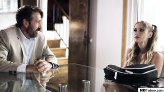 PureTaboo: Lesbian college gal has agreement with old pervert prof, Emily Willis on PornHD