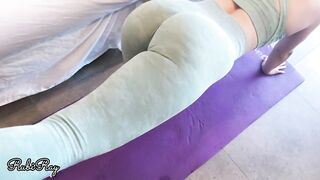 Nympho Stepsister Banged and Creampied in Ripped Yoga Pants while Working out