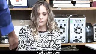 Lascivious security man is screwing a dirty minded shoplifter in his office, just ''cuz this chab can