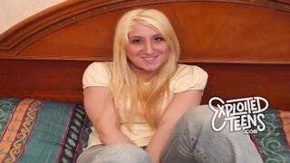 5 foot 8 19 yr old blonde with BIG melons makes her debut porn