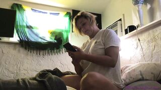 Chunky blond woman is often banging her step- son in front of a hidden camera