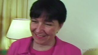 Mature housewife takes on 4 avid schlongs and gets cum covered