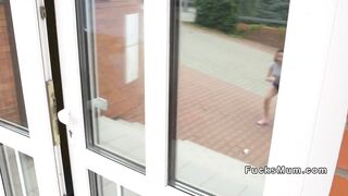 two lesbian teens in three-some with milf