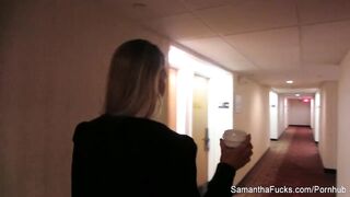 Nice-looking Samantha Saint hangs out at her hotel