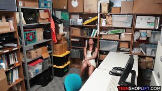 Panties stealing teen busted and fucked by a security guard