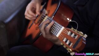Curvy latin milf riding guitar teachers ramrod before bj