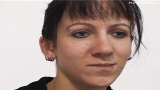 Slim German sweetheart with natural breasts is about to get totally bare and start masturbating