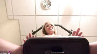 Busty golden-haired woman, Nikki Sims likes to do her workout routine while wearing solely panties