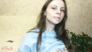 a Cute Russian Schoolgirl for the first time in her life starred in a Solo Movie scene Scene and Finish