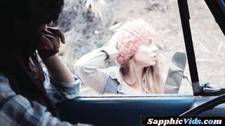 Big titted milf is making love with a lovely, Ebony lesbian, in the midst of the night