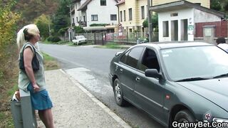 GRANNYBET - This Chab picks up and doggy-fucks blonde old granny