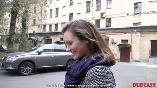 Gorgeous teen brunette with worthwhile titties is moaning while making her first adult, XXX video