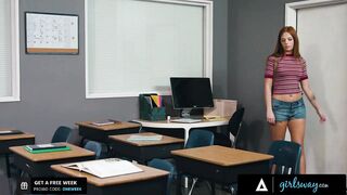 GIRLSWAY Busty Teacher Becky Bandini Gets Caught By Student During The Time That Fingering Herself