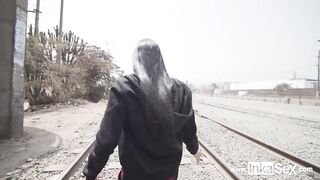 Great looking brunette from Venezuela is posing and teasing, before having sex with her photographer