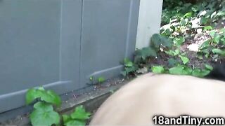 95 lbs Small Teen Gets Jizzed On Outdoor
