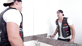 Mia Khalifa and her nasty ally are taking turns banging a dude they one as well as the other like a lot