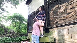 Outdoor sex behind a farmhouse - public bang with BBW