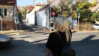 Blonde tourist. Suck on the mountain. Julia Rain.