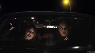 Red haired girl is dressed up as Black Widow and enjoying while having a lesbian adventure