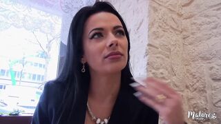 Seductive brunette in erotic, black stockings, Cosmina is riding a alt hard weenie after sucking it