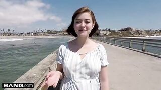 Flirty teen, Aria Sky is about to make her first porn video and earn some money