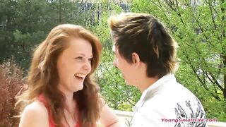 youthful beauty eighteen years with tiny bazookas and youthful male