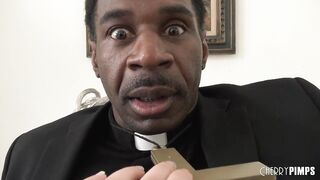 Sera Ryder is sucking a black priest's alternative hard dick and getting stuffed with it