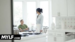 MomDrips - Blue Haired Mother I'd Like To Bang Caught Her Horny Stepson Masturbating And Lets Him Cum Inside Her Twat